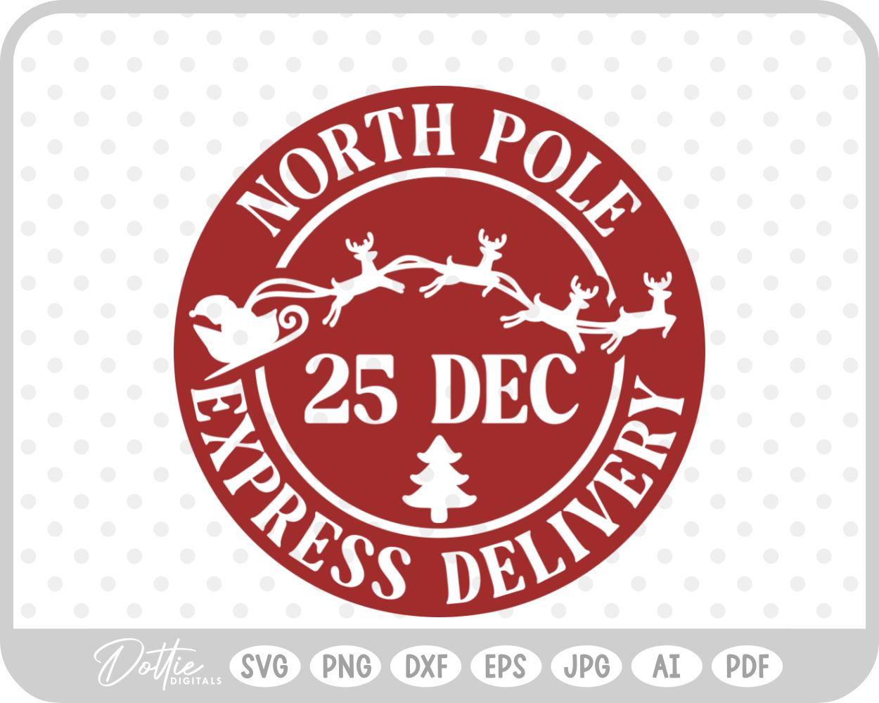 North Pole Christmas Stamp Sticker Postal Package SVG PNG DXF – Cricut Silhouette Cutting File
