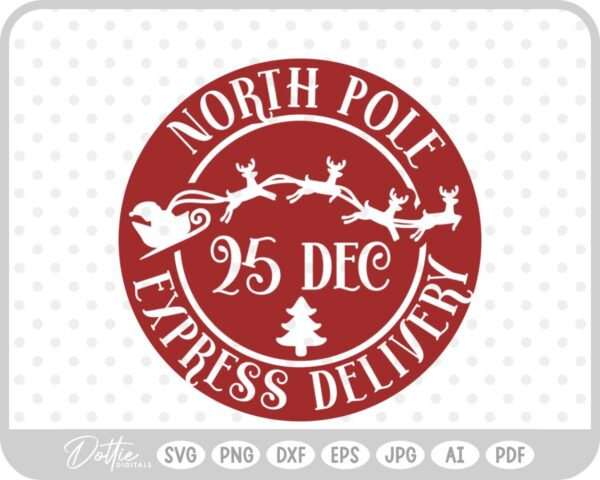 North Pole Christmas Stamp Sticker Postal Package SVG PNG DXF – Cricut Silhouette Cutting File