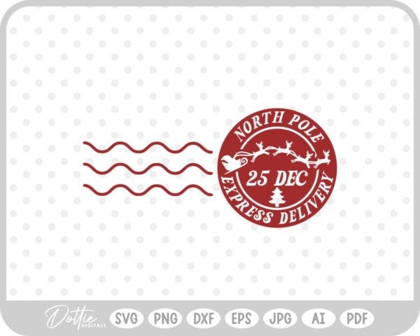 North Pole Christmas Stamp Sticker Postal Package SVG PNG DXF – Cricut Silhouette Cutting File