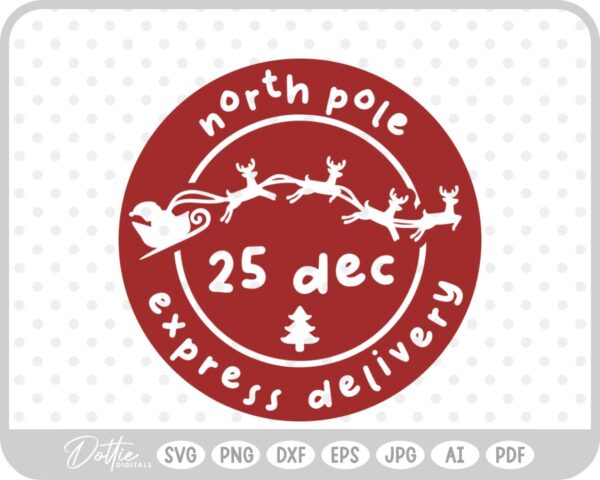 North Pole Christmas Stamp Sticker Postal Package SVG PNG DXF – Cricut Silhouette Cutting File