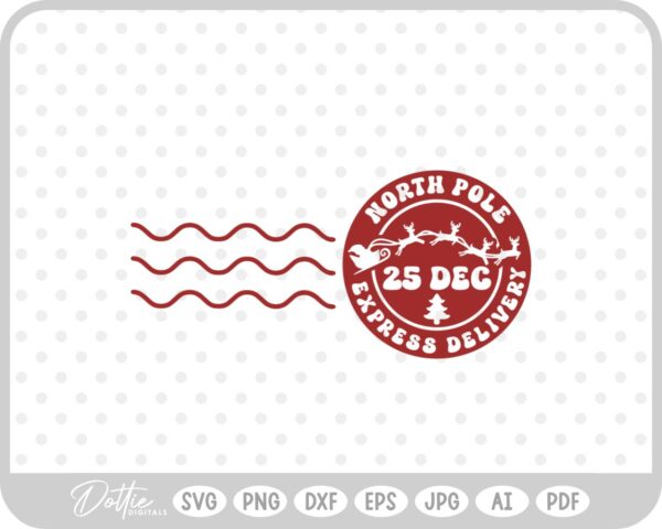 North Pole Christmas Stamp Sticker Postal Package SVG PNG DXF – Cricut Silhouette Cutting File