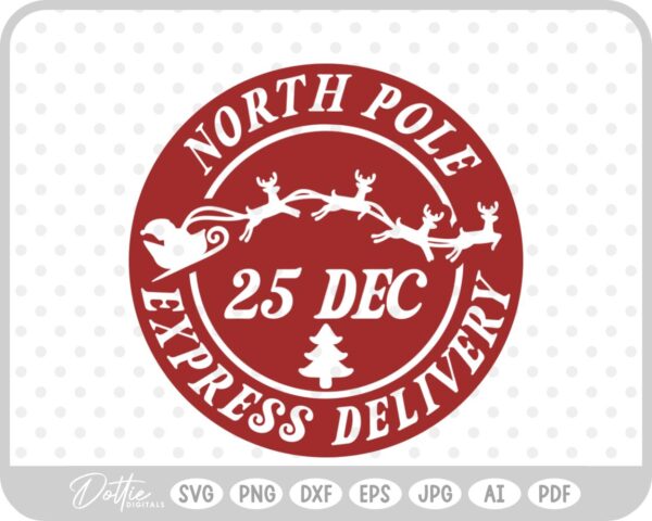 North Pole Christmas Stamp Sticker Postal Package SVG PNG DXF – Cricut Silhouette Cutting File