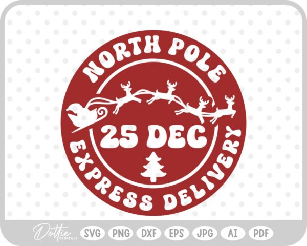 North Pole Christmas Stamp Sticker Postal Package SVG PNG DXF – Cricut Silhouette Cutting File