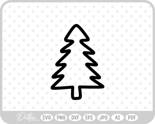 Doodle Christmas Tree Style Sketch SVG PNG DXF – Cricut Silhouette Cutting File