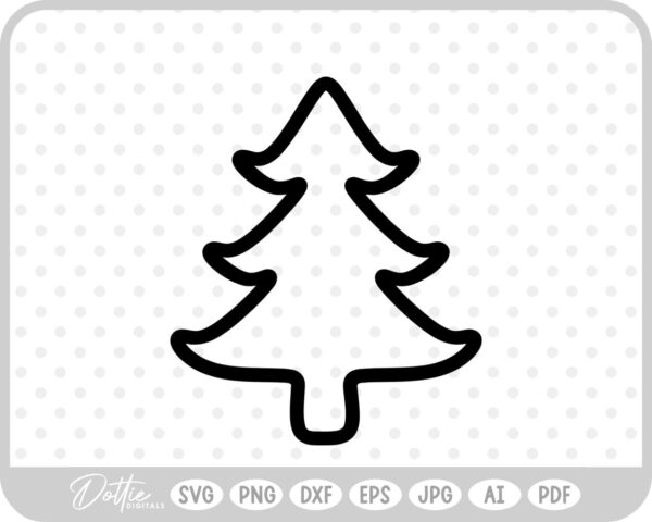 Doodle Christmas Tree Style Sketch SVG PNG DXF – Cricut Silhouette Cutting File