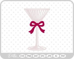 Pink Cocktail Martini Glass With Ribbon Bow SVG PNG DXF – Cricut Silhouette Cutting File