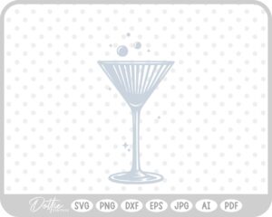 Ribbed Cocktail Martini Glass With Bubbles SVG PNG DXF – Cricut Silhouette Cutting File
