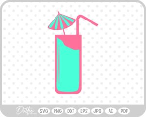 Cocktail with Umbrella SVG PNG DXF – Cricut Silhouette Cutting File