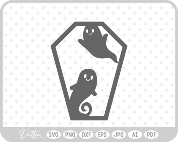 Halloween Cute Ghost Coffin SVG PNG DXF – Cricut Silhouette Cutting File