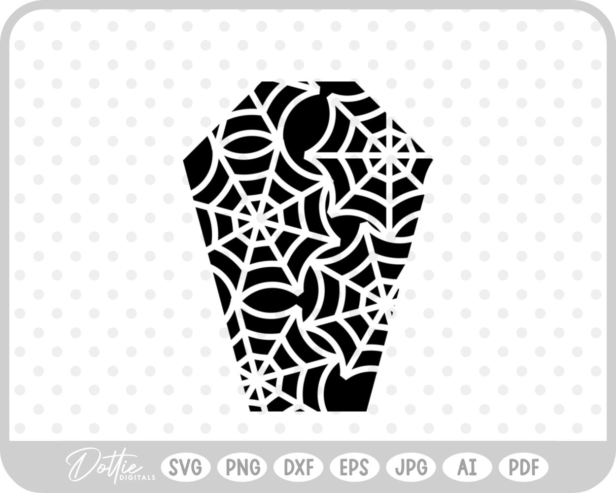 Spider Web Halloween Coffin  SVG PNG DXF – Cricut Silhouette Cutting File