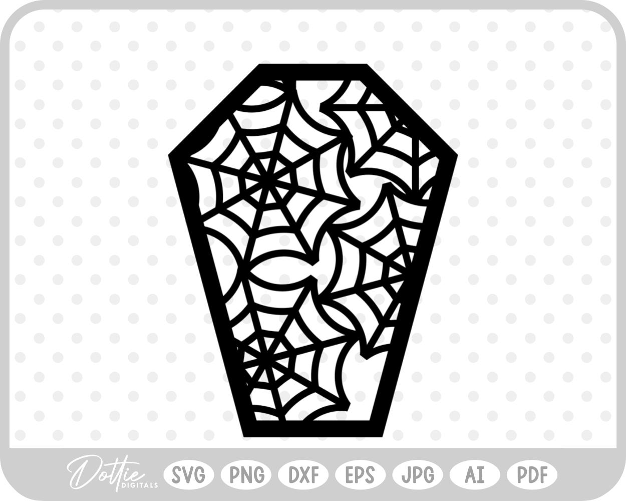 Halloween Spooky Spider Web Coffin SVG PNG DXF – Cricut Silhouette Cutting File