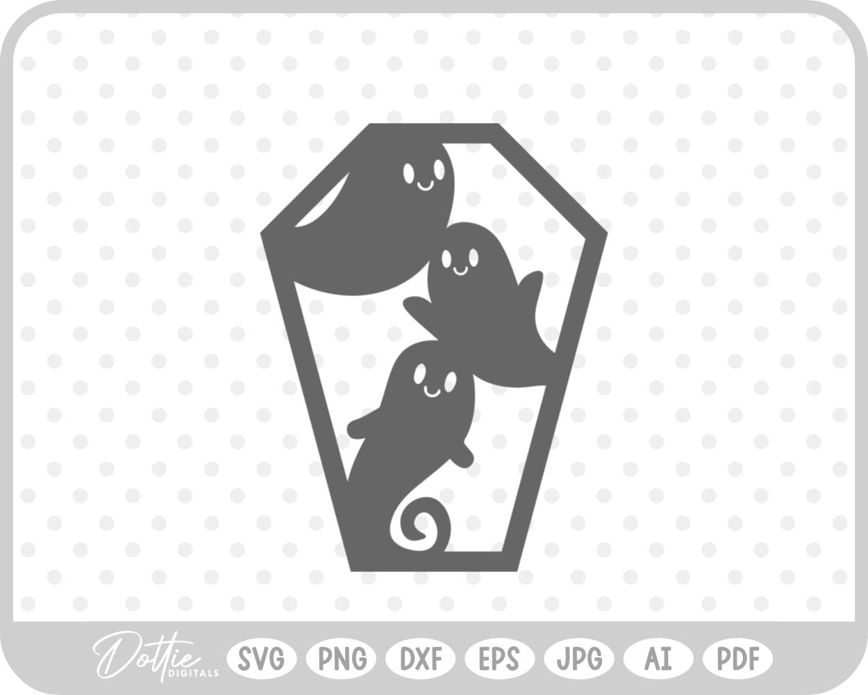 Halloween Ghost Coffin SVG PNG DXF – Cricut Silhouette Cutting File