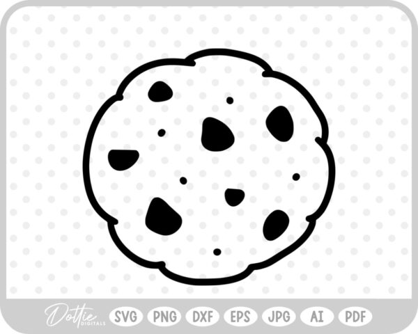 Cookie Chocolate Chip Food Baking Biscuit Cookies For Santa SVG PNG DXF – Cricut Silhouette Cutting File