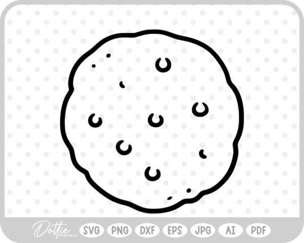 Cookie Chocolate Chip Food Baking Biscuit Cookies For Santa SVG PNG DXF – Cricut Silhouette Cutting File