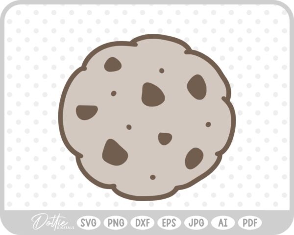 Cookie Chocolate Chip Food Baking Biscuit SVG PNG DXF – Cricut Silhouette Cutting File