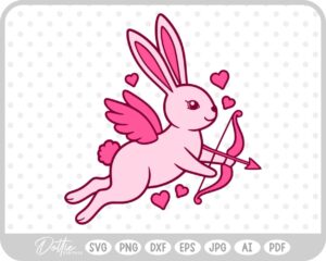 Pink Cupid Bunny With Bow And Arrow Angel Wings SVG PNG DXF – Cricut Silhouette Cutting File