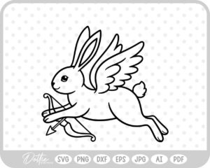 Cupid Bunny Valentine's Day Bow and Arrow Outline SVG PNG DXF – Cricut Silhouette Cutting File