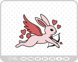 Pink Cupid Bunny Valentine's Day  SVG PNG DXF – Cricut Silhouette Cutting File
