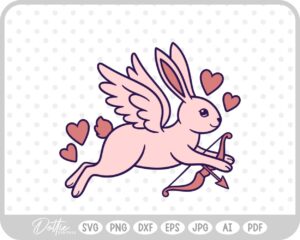 Pink Cupid Bunny Valentine's Day Bow and Arrow SVG PNG DXF – Cricut Silhouette Cutting File