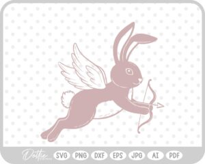 Cupid Bunny Pink Valentine's Day Bow and Arrow SVG PNG DXF – Cricut Silhouette Cutting File