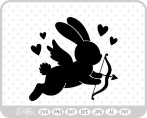 Cupid Bunny Valentine's Day Bow and Arrow Silhouette  SVG PNG DXF – Cricut Silhouette Cutting File