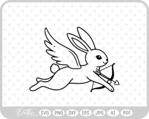 Cupid Bunny Valentine's Day Bow and Arrow Outline SVG PNG DXF – Cricut Silhouette Cutting File