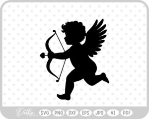 Cupid With Bow And Arrow Hearts Valentine's Day SVG PNG DXF – Cricut Silhouette Cutting File