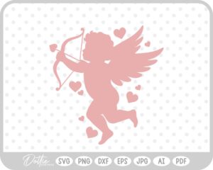 Cupid With Bow And Arrow Hearts Valentine's Day SVG PNG DXF – Cricut Silhouette Cutting File