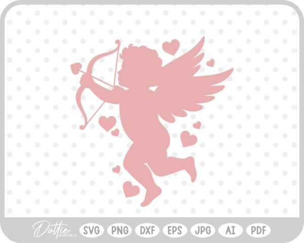 Cupid With Bow And Arrow Hearts Valentine's Day SVG PNG DXF – Cricut Silhouette Cutting File