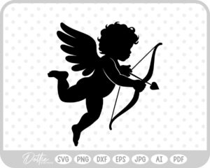 Cupid With Bow And Arrow Hearts Valentine's Day SVG PNG DXF – Cricut Silhouette Cutting File