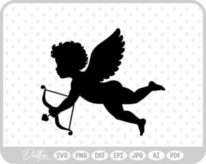 Cupid With Bow And Arrow Hearts Valentine's Day SVG PNG DXF – Cricut Silhouette Cutting File