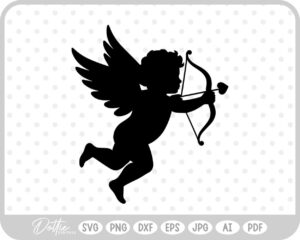 Cupid With Bow And Arrow Hearts Valentine's Day SVG PNG DXF – Cricut Silhouette Cutting File