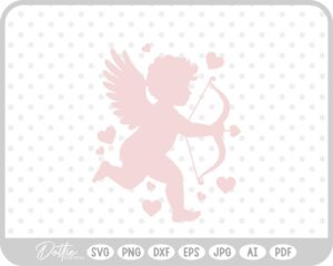 Cupid With Bow And Arrow Hearts Valentine's Day SVG PNG DXF – Cricut Silhouette Cutting File