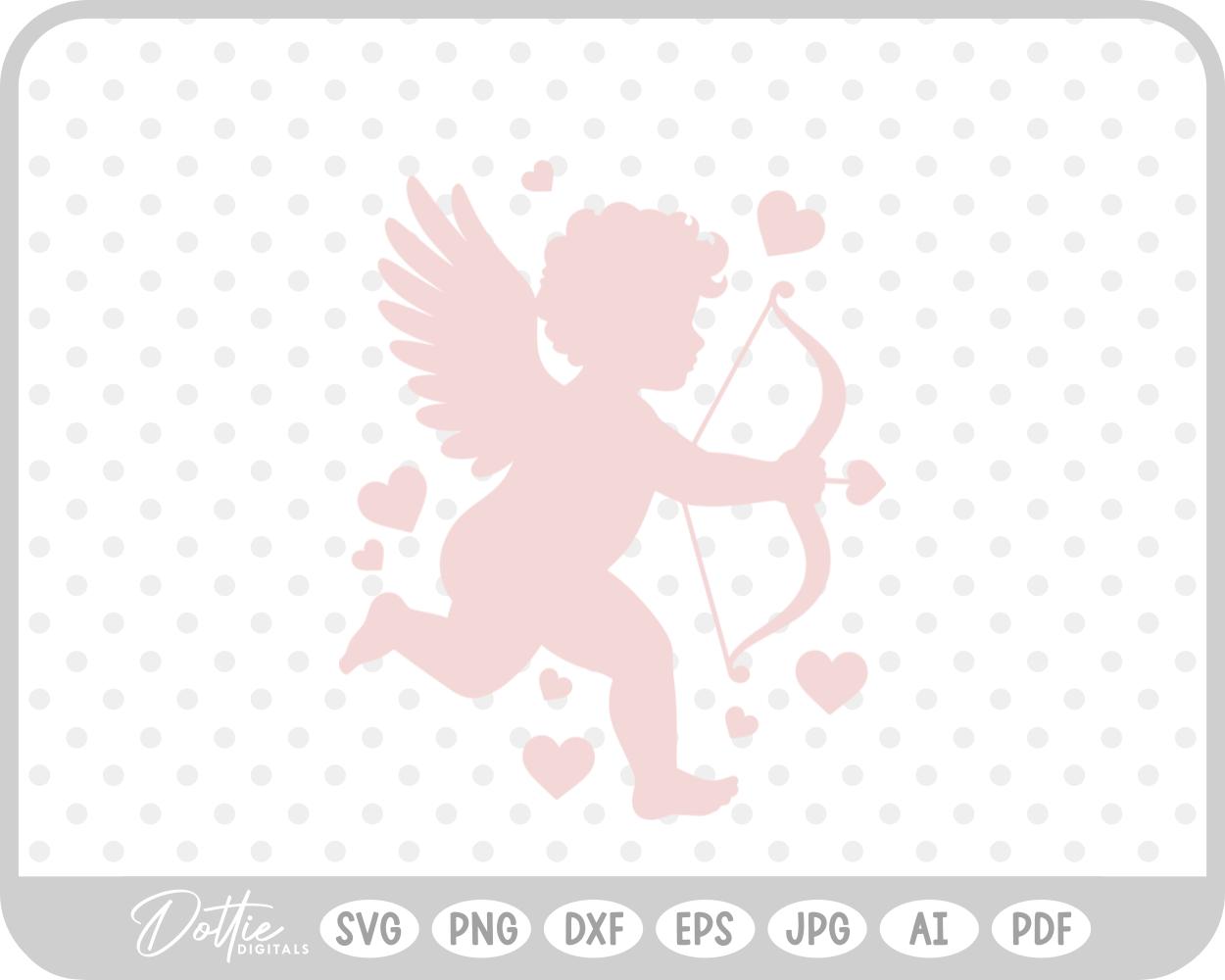 Cupid With Bow And Arrow Hearts Valentine's Day SVG PNG DXF – Cricut Silhouette Cutting File