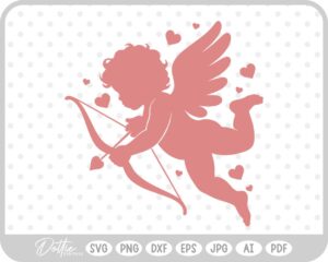 Cupid With Bow And Arrow Hearts Valentine's Day SVG PNG DXF – Cricut Silhouette Cutting File