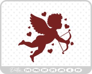 Cupid With Bow And Arrow Hearts Valentine's Day SVG PNG DXF – Cricut Silhouette Cutting File