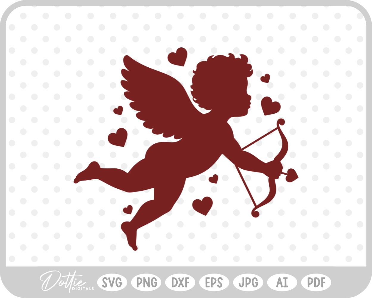 Cupid With Bow And Arrow Hearts Valentine's Day SVG PNG DXF – Cricut Silhouette Cutting File