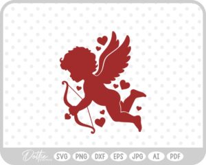 Cupid With Bow And Arrow Hearts Valentine's Day SVG PNG DXF – Cricut Silhouette Cutting File