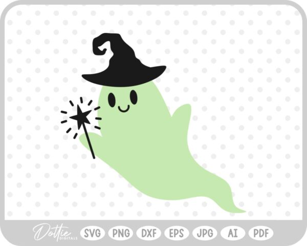Ghost Witch Hat Wand SVG PNG DXF – Cricut Silhouette Cutting File