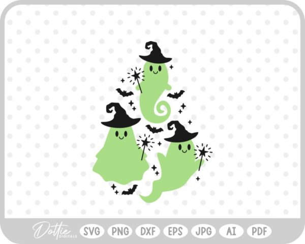 Ghost Witch Hat Wand SVG PNG DXF – Cricut Silhouette Cutting File