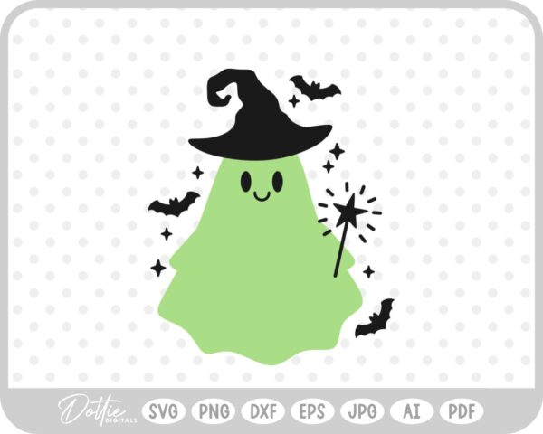 Ghost Witch Hat Wand SVG PNG DXF – Cricut Silhouette Cutting File