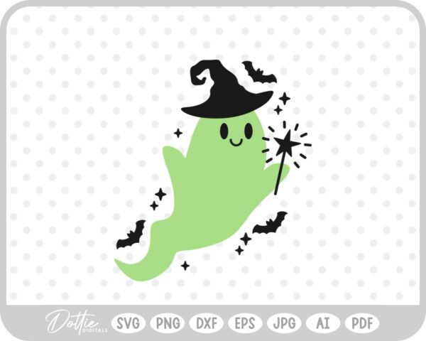 Ghost Witch Hat Wand SVG PNG DXF – Cricut Silhouette Cutting File