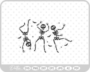 Cute Dancing Skeleton Sketch Drawing SVG PNG DXF – Cricut Silhouette Cutting File