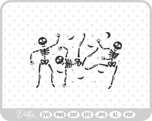 Cute Dancing Skeleton Sketch Drawing SVG PNG DXF – Cricut Silhouette Cutting File