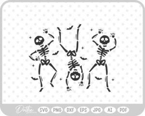 Cute Dancing Skeleton Sketch Drawing SVG PNG DXF – Cricut Silhouette Cutting File