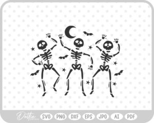 Cute Dancing Skeleton Sketch Drawing SVG PNG DXF – Cricut Silhouette Cutting File