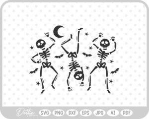Cute Dancing Skeleton Sketch Drawing SVG PNG DXF – Cricut Silhouette Cutting File