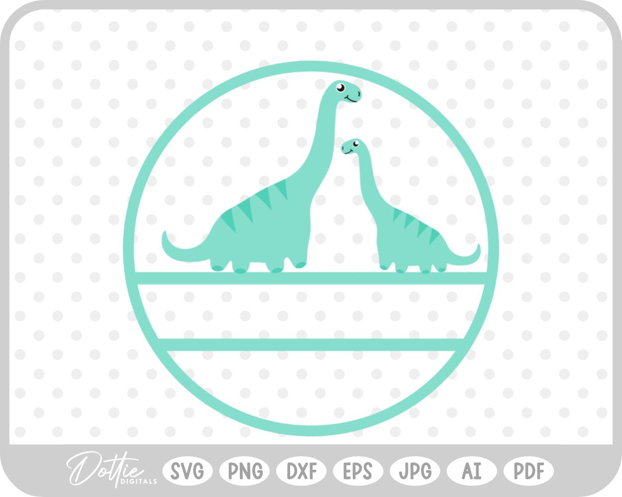 Round Dino Name Monogram SVG PNG DXF – Cricut Silhouette Cutting File