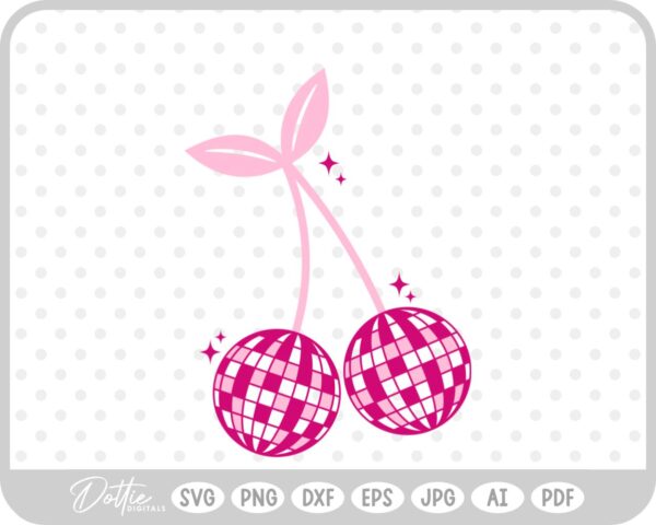 Sparkle Disco Ball Cherries SVG PNG DXF – Cricut Silhouette Cutting File