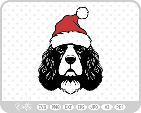 Spaniel Cocker Springer Dog Christmas Santa Hat SVG PNG DXF – Cricut Silhouette Cutting File